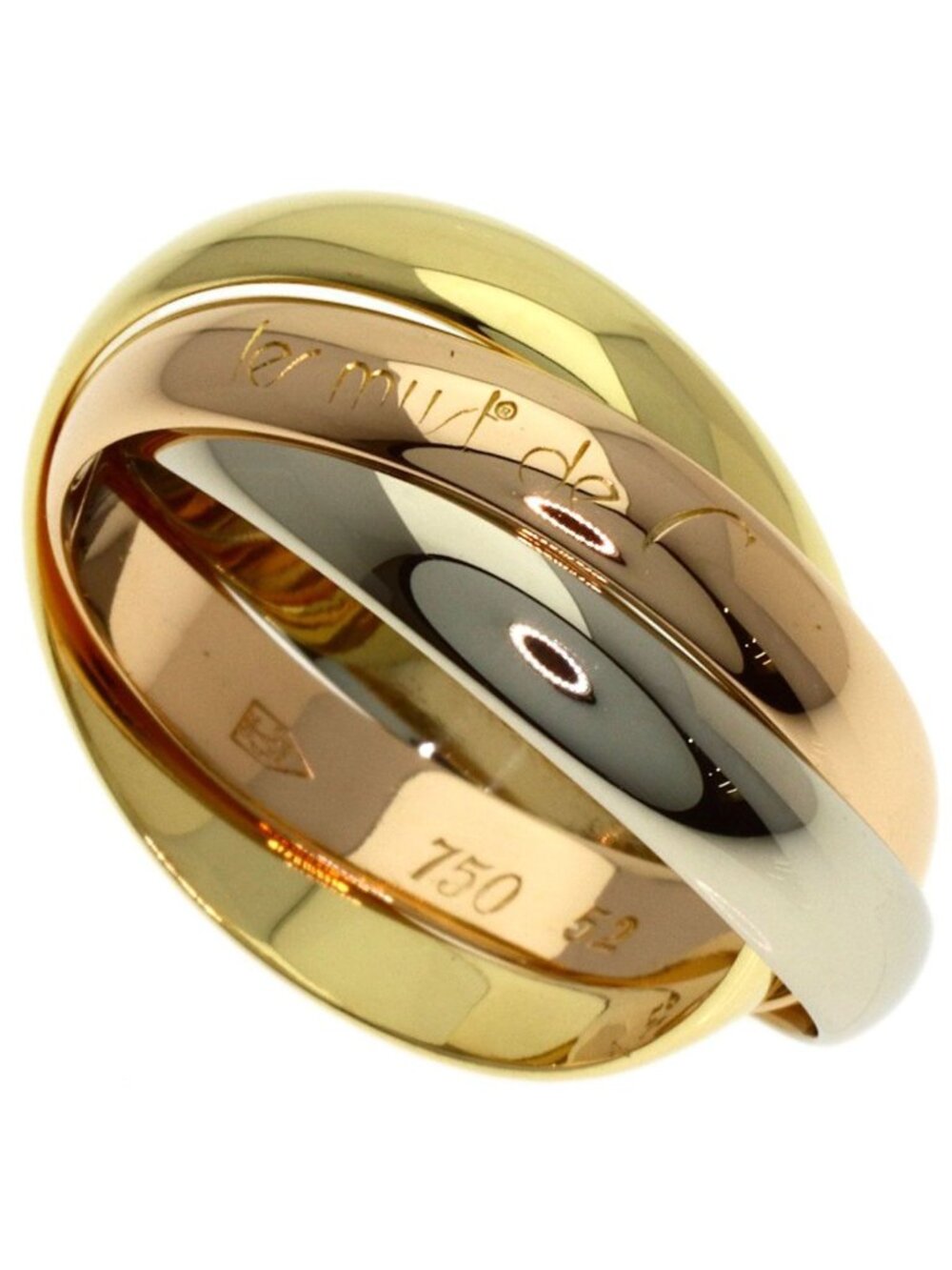 Cartier Trinity 52 Ring 18k Yellow Gold 18k White Pink